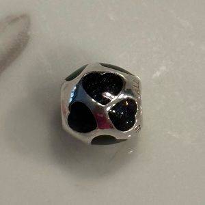 Authentic Retired Pandora Love You Black Enamel Hearts Charm